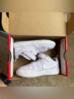 Nike Court Borough Low Toddler Girl 9C Sneakers W/ Strap Light Purple/White